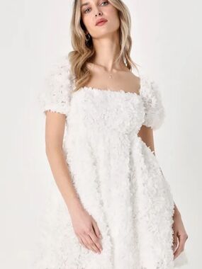Lulus White Floral Babydoll Dress